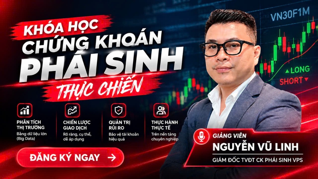 Banner khóa học chứng khoán phái sinh thực chiến Nguyễn Vũ Linh